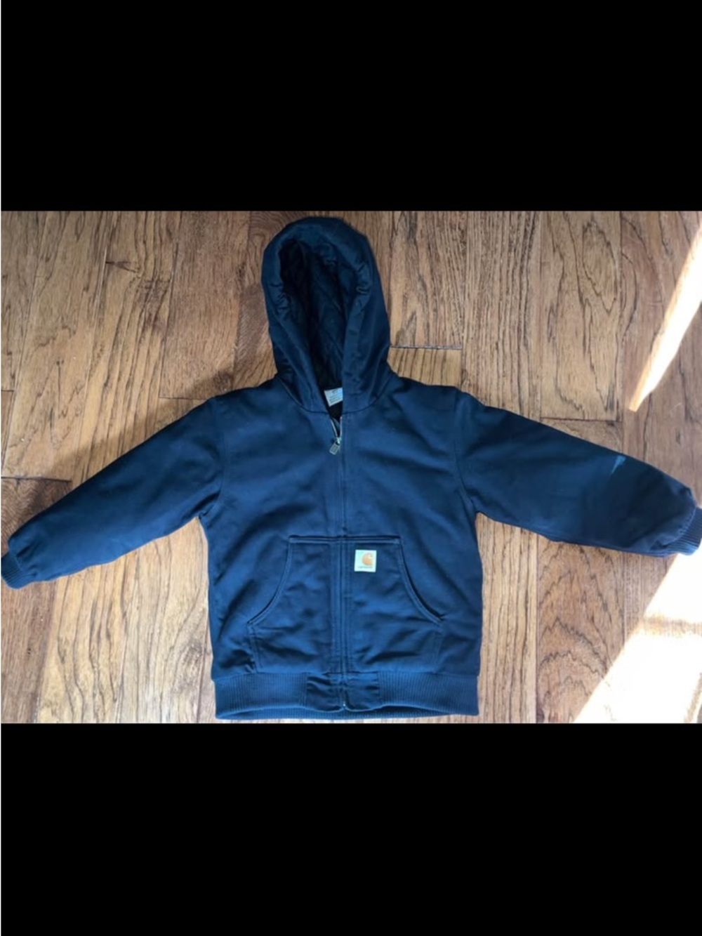 Kids 7/8 Carhartt flannel lined hooded canvas insulated zip up jacket